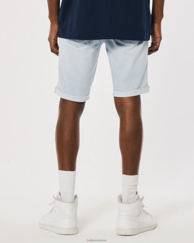 Bottoms Hollister Men Ripped Light Wash Skinny Denim Shorts 9\\ 488201220 Ripped Super Light Wash
